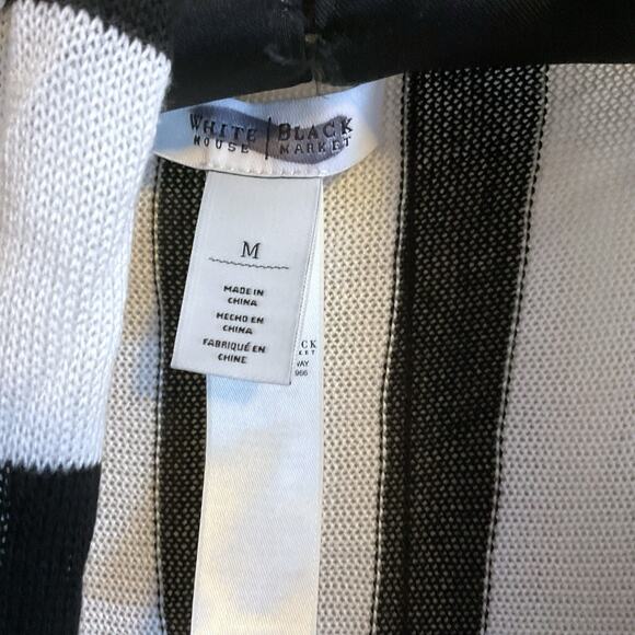 White House Black Market Open Front Waterfall Cardigan Sweater Striped Size M - Picture 2 of 6